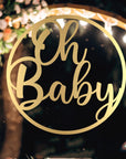 Custom Oh Baby Name Round Mirror Acrylic Hoop Wall Sign, Birthday Shower Photodrop, Personalised Christian Baptism Event Signage