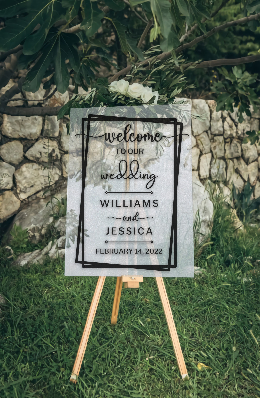 Custom Acrylic Wedding Welcome 3D Sign, Personalised Rose/ Gold Mirror Names, Ceremony/ Event/ Engagement/ Bridal Shower/ Birthday Signage on Easel