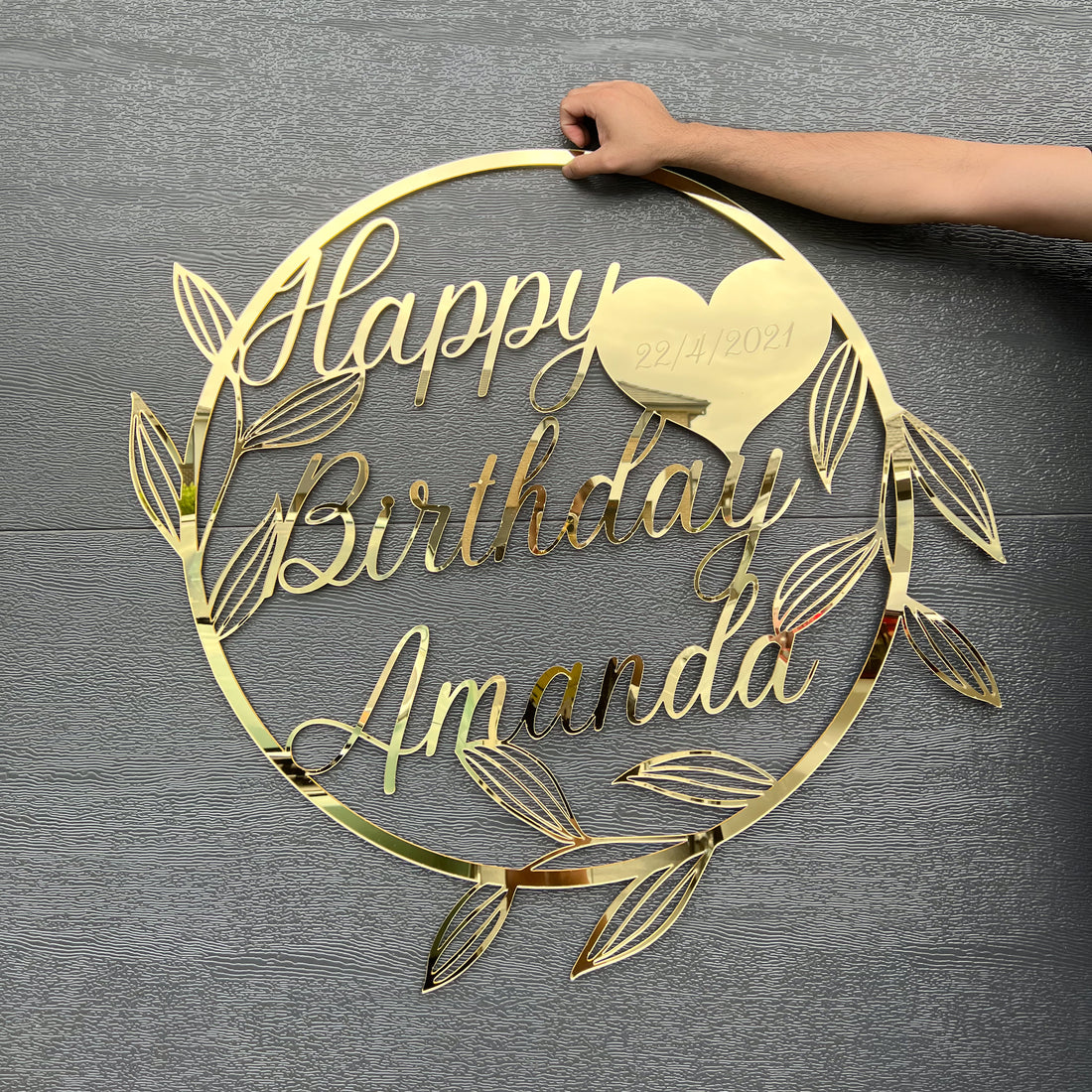 Custom Wedding Couple Name Mirror Acrylic Round Flower Wall Hoop Sign, Birthday Shower, Engagement Wedding Photodrop, Personalised Christian Baptism Event Signage