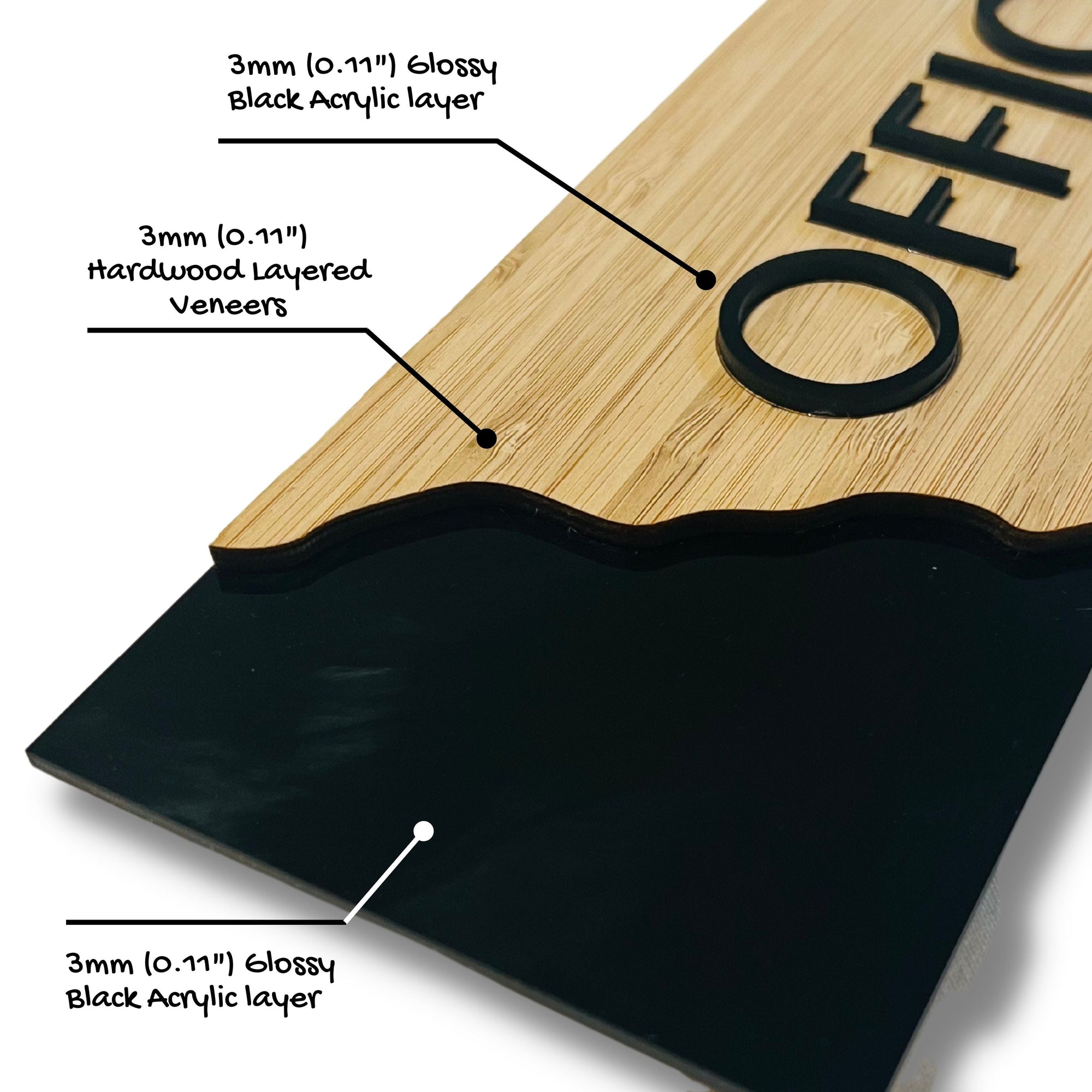 Personalised Three Layers Wooden &amp; Acrylic Door Sign, Room Number Plaque, Laser Cut Custom Wall Room Plate, Business Logo, Company Signage for Office, Apartment, Hotel, House Warming, Grand Opening's Gift