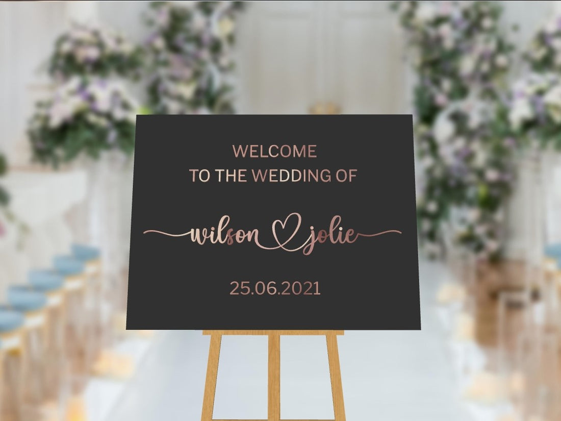 Custom Acrylic Wedding Welcome 3D Sign, Personalised Rose/ Gold Mirror Names, Ceremony/ Event/ Engagement/ Bridal Shower/ Birthday Signage on Easel