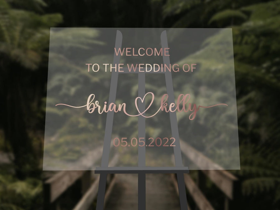 Custom Acrylic Wedding Welcome 3D Sign, Personalised Rose/ Gold Mirror Names, Ceremony/ Event/ Engagement/ Bridal Shower/ Birthday Signage on Easel