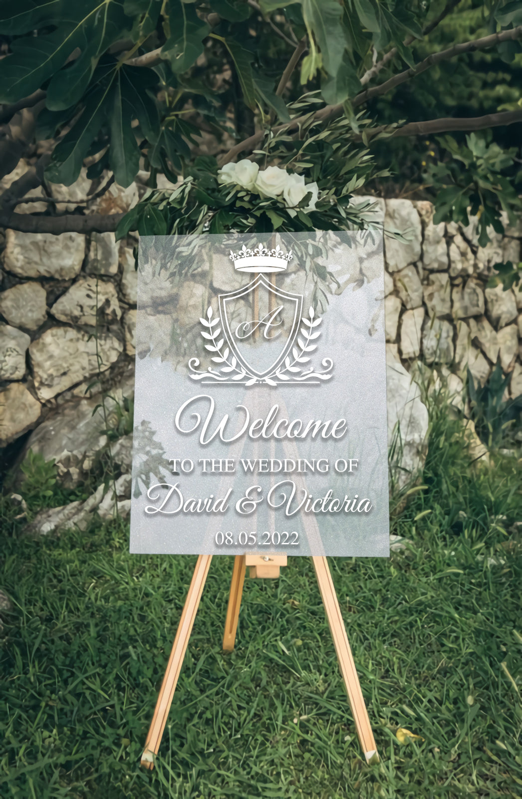 Custom Acrylic Wedding Welcome 3D Sign, Personalised Rose/ Gold Mirror Names, Ceremony/ Event/ Engagement/ Bridal Shower/ Birthday Signage on Easel