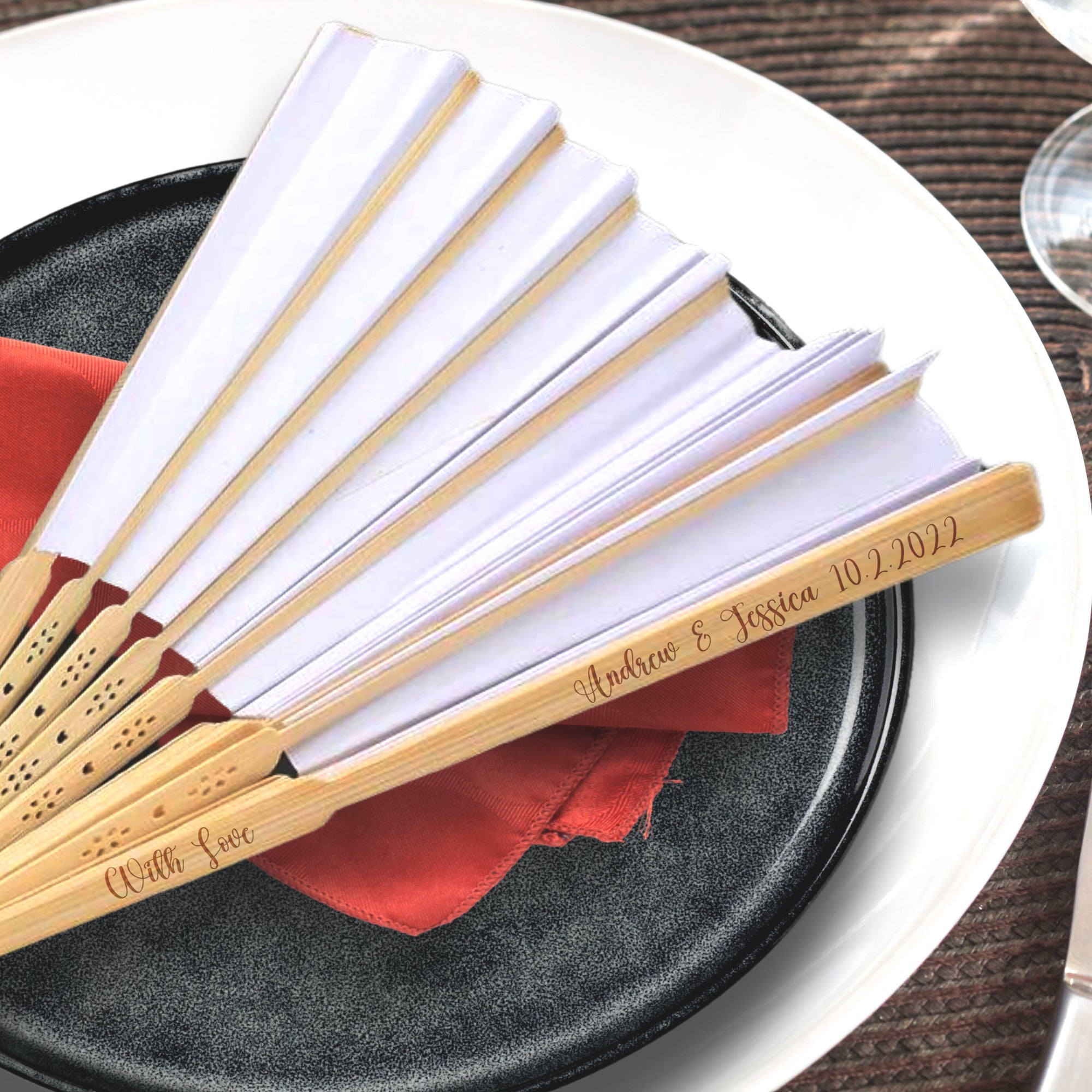 Custom Engraved Bamboo Foldable Wedding Hand Fan