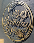 Birthday Rose & Scribble Circle Hoop Sign