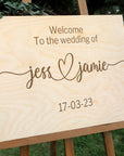 Custom Timber Wedding Welcome Sign, Personalised Rustic/ Vintage/  Boho, Country Hippie style Wooden Names, Ceremony/ Event/ Engagement/ Bridal Shower/ Birthday Signage on Easel