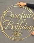 Birthday Rose & Scribble Circle Hoop Sign