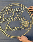 Birthday Rose & Scribble Circle Hoop Sign