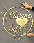 Custom Couple Name Wedding Leaf Hoop Sign