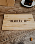 Personalised Small Bamboo Wooden Cheese, Cake Serving Tray / Chopping Board , Engraved Monogram Wedding/ Anniversary Housewarming Decor Gift