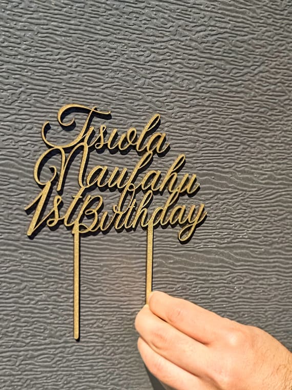 Personalised Birthday MDF/ Mirror Acrylic Cake Topper, Cut Out Custom Joint Name & Age, Wedding/ Celebration/ Event Party Decor Supply Toppers