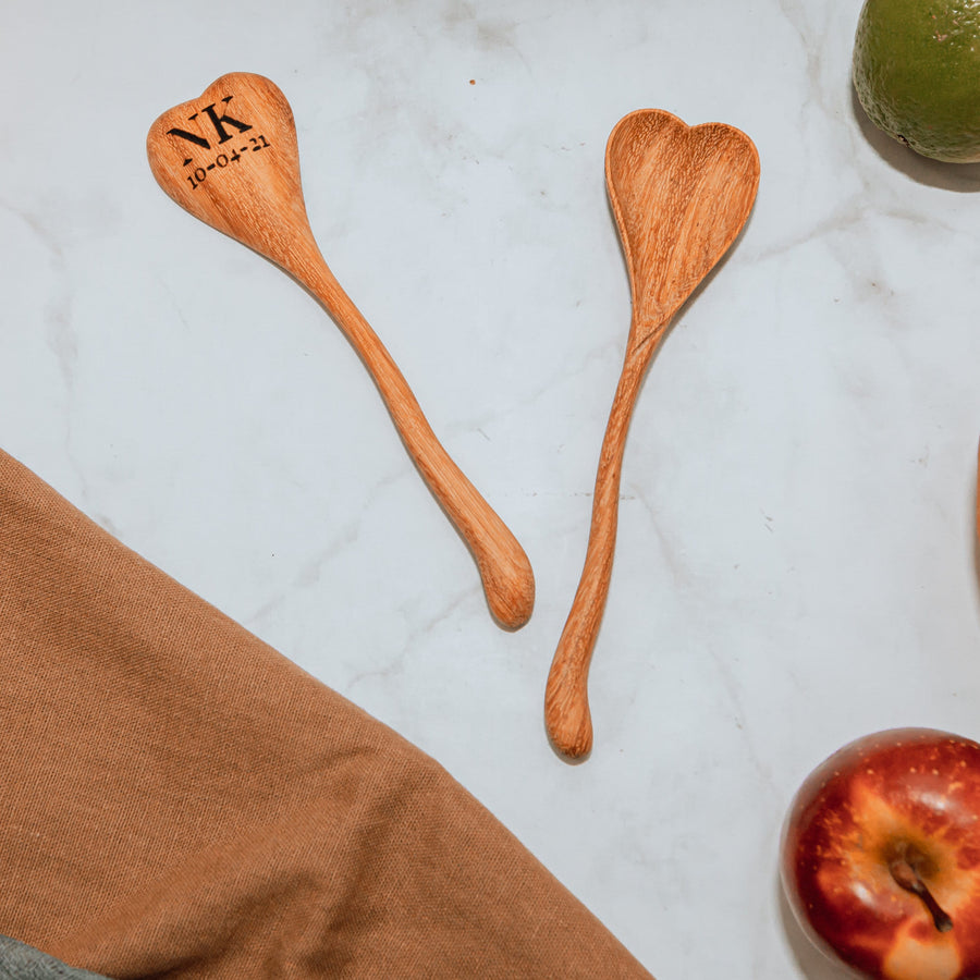 Personalised Curved Heart Wooden Spoon, Custom Engraved Natural Timber/ Wood Love Utensil, Wedding/ Bridal Shower/ Birthday Anniversary Gift