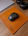 Personalised Genuine Leather Mouse Pad/ Mat, Monogram Custom Engraved Real Leather Office Desk Accessories / Gift for Him/ Father/ Groomsmen