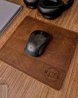 Personalised Genuine Leather Mouse Pad/ Mat, Monogram Custom Engraved Real Leather Office Desk Accessories / Gift for Him/ Father/ Groomsmen