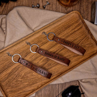 Personalised Cowhide Real Leather Keychain/ Keyring, Monogram Custom Laser Engraved/ Gift for Him/Boyfriend/ Father Day/ Birthday Christmas
