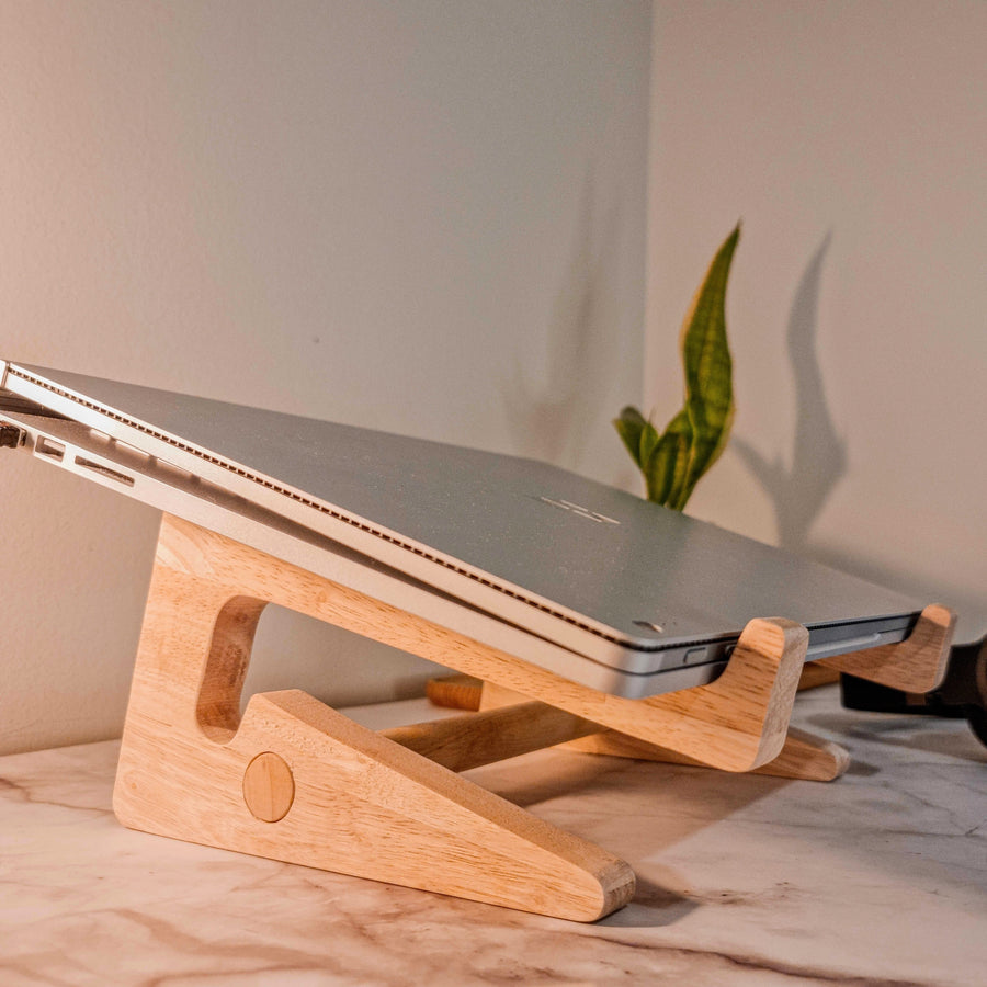 Personalised Portable Wooden Laptop Riser/ Notebook, Macbook Wood Stand Holder / Custom Engraved Office Organizer/ Work From Home - 13 Inch