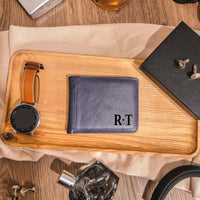 Personalised Genuine Real Leather Cowhide Bifold Wallet, Monogram Custom Engraved Gift for Him/ Father/ Groomsmen/Dad/ Husband Anniversary