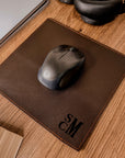 Personalised Genuine Leather Mouse Pad/ Mat, Monogram Custom Engraved Real Leather Office Desk Accessories / Gift for Him/ Father/ Groomsmen