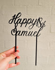 Personalised Happy Birthday MDF/ Mirror Acrylic Cake Topper, Custom Cut Out Joint Name & Age, Wedding/ Celebration/ Event Party Decor Supply Toppers