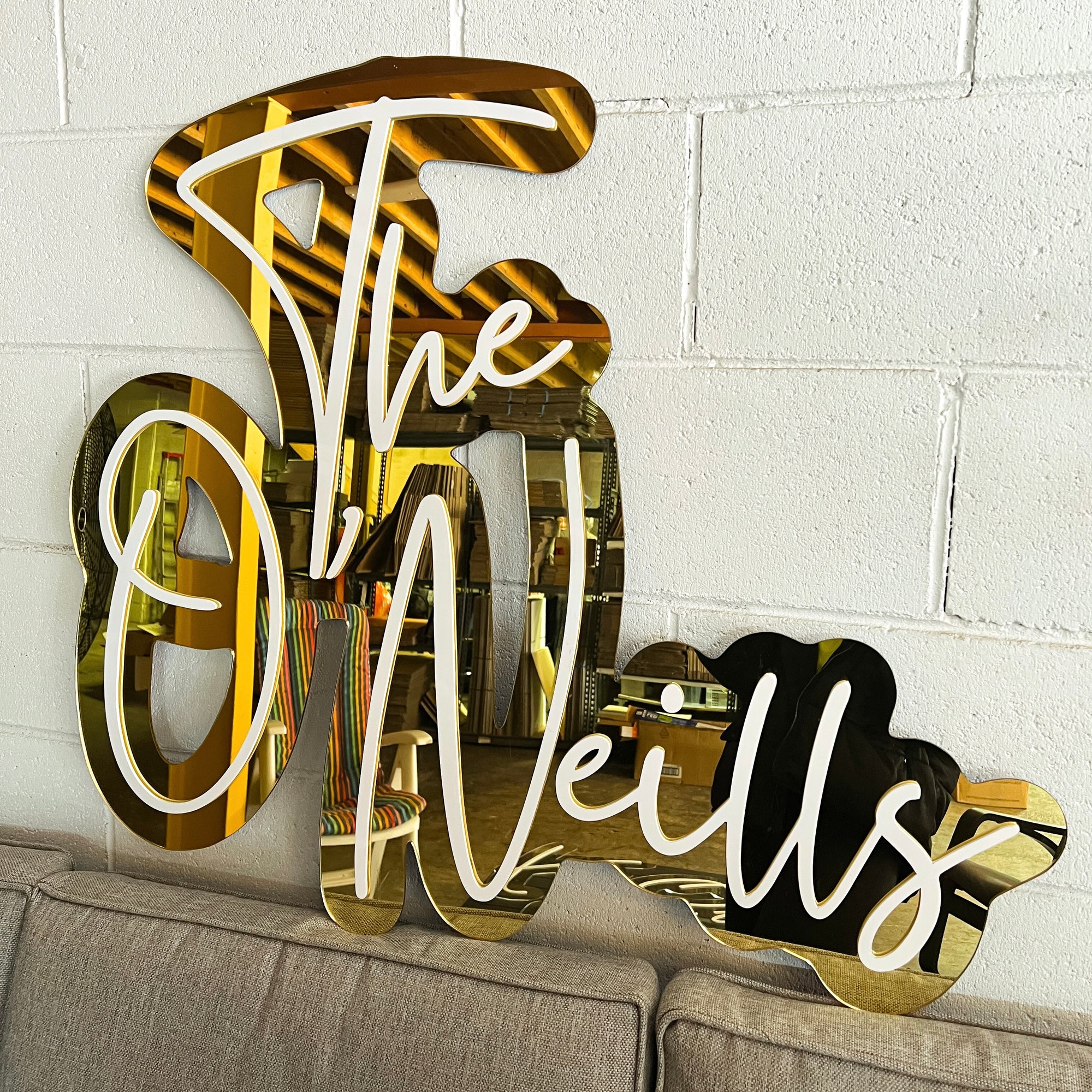 Custom Acrylic 3D Double Layered Business Logo Sign, Personalised Rose/ Gold Mirror Names, Coffee, Retail, Spa, Eyelash Signage 