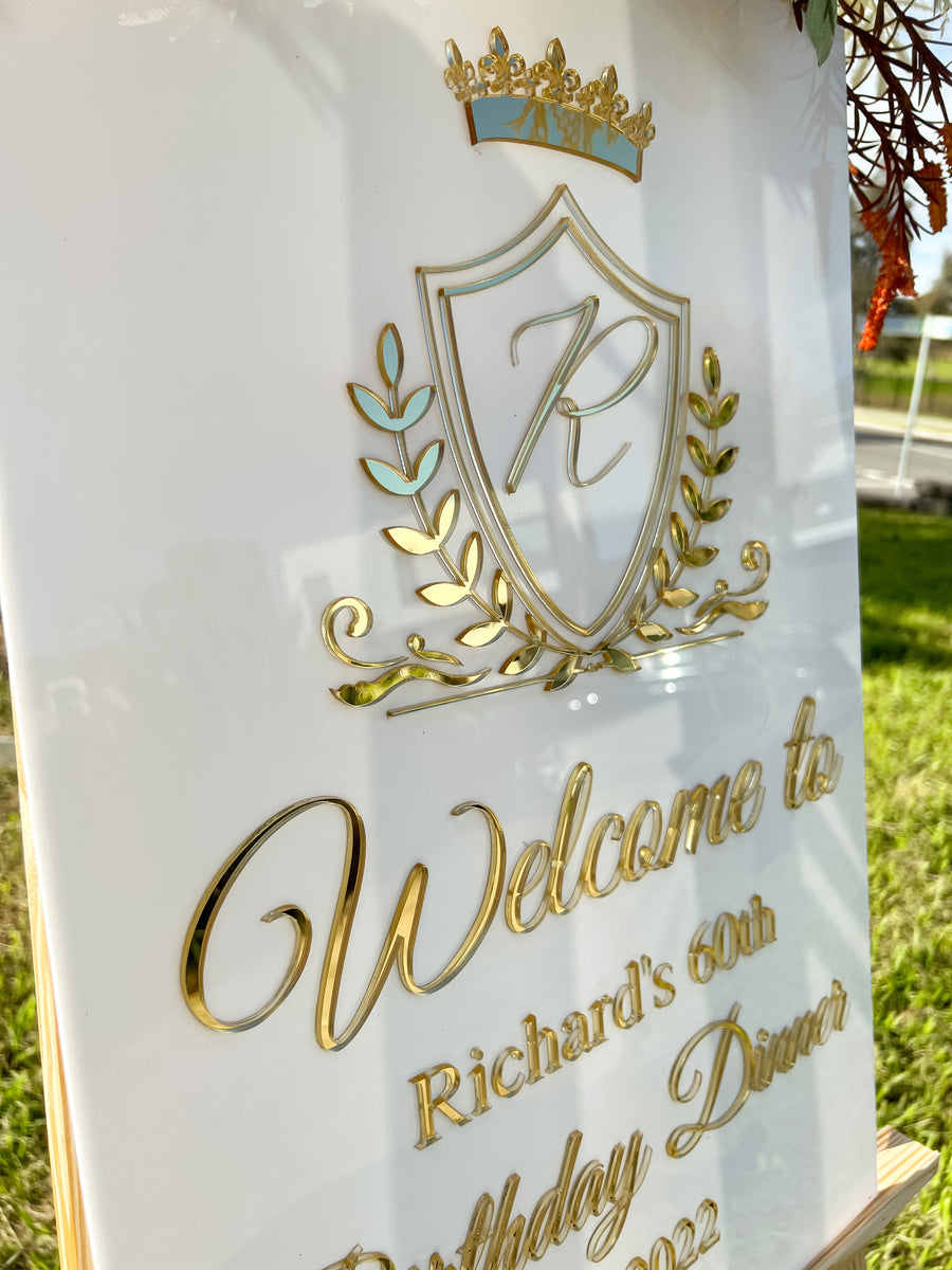 Acrylic 3D Welcome Wedding Vertical Signage - Style 6