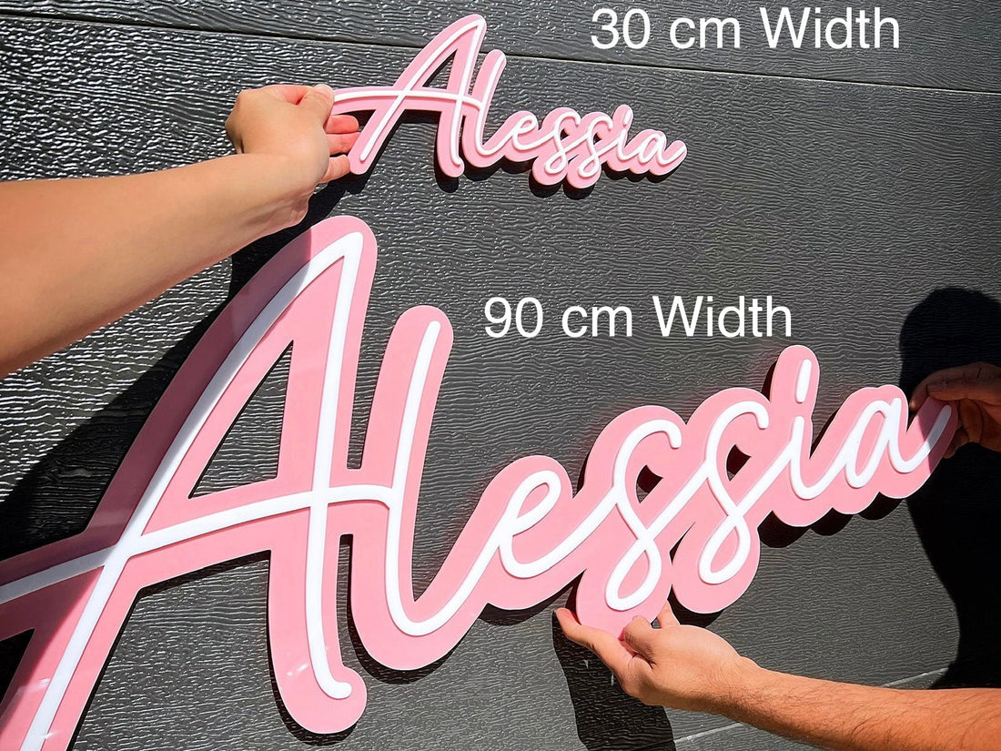 Custom Made Acrylic Mirror 3D Double Layer Script Name Sign, Personalised Wooden Nursery Name Plaque, Party/ Baby Shower/ Christian/ Baptism Birthday Signage 