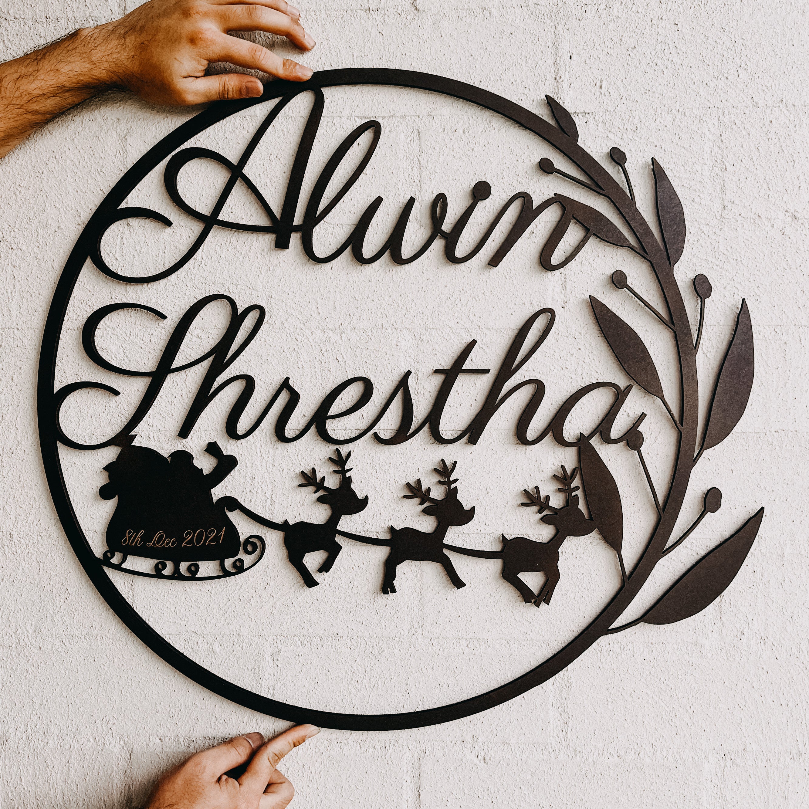 Christmas Santa Circle Custom Name Hoop Sign, Christening/ Baptism ...