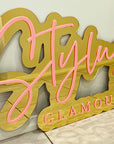 Custom Acrylic 3D Double Layered Business Logo Sign, Personalised Rose/ Gold Mirror Names, Coffee, Retail, Spa, Eyelash Signage 