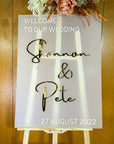 Custom Frosted/ Clear Acrylic Wedding Welcome 3D Sign, Personalised Rose/ Gold Mirror Names, Ceremony/ Event/ Engagement/ Bridal Shower/ Birthday Signage on Easel