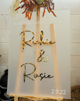 Custom Frosted/ Clear Acrylic Wedding Welcome 3D Sign, Personalised Rose/ Gold Mirror Names, Ceremony/ Event/ Engagement/ Bridal Shower/ Birthday Signage on Easel