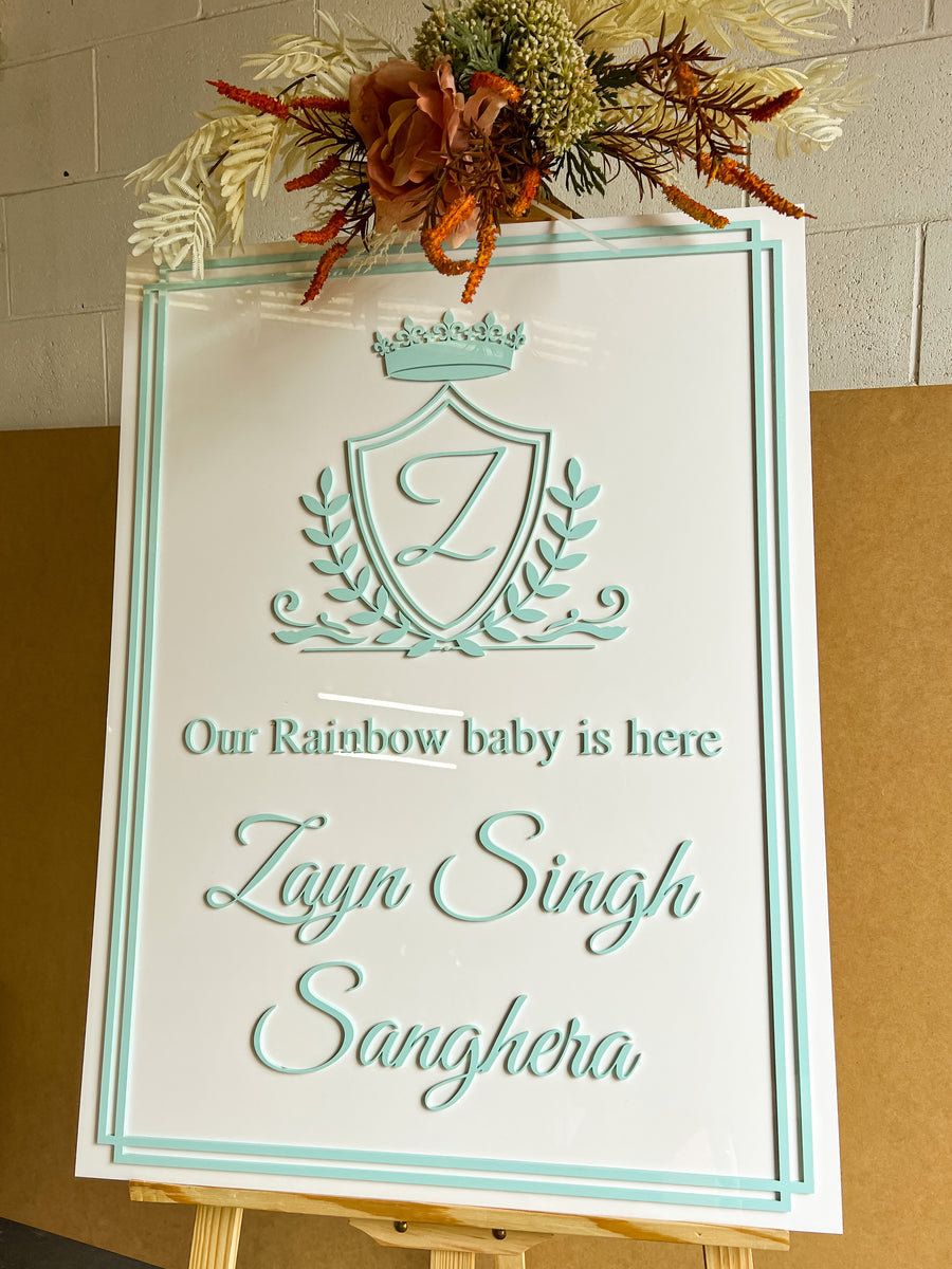 Custom Acrylic Baby Shower Welcome 3D Sign, Personalised Rose/ Gold Mirror Names, Ceremony/ Event/ Engagement/ Bridal/ Wedding/ Birthday Signage on Easel