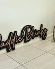 Custom Acrylic 3D Double Layered Business Logo Sign, Personalised Rose/ Gold Mirror Names, Coffee, Retail, Spa, Eyelash Signage 