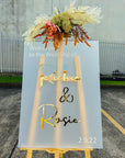 Custom Frosted/ Clear Acrylic Wedding Welcome 3D Sign, Personalised Rose/ Gold Mirror Names, Ceremony/ Event/ Engagement/ Bridal Shower/ Birthday Signage on Easel