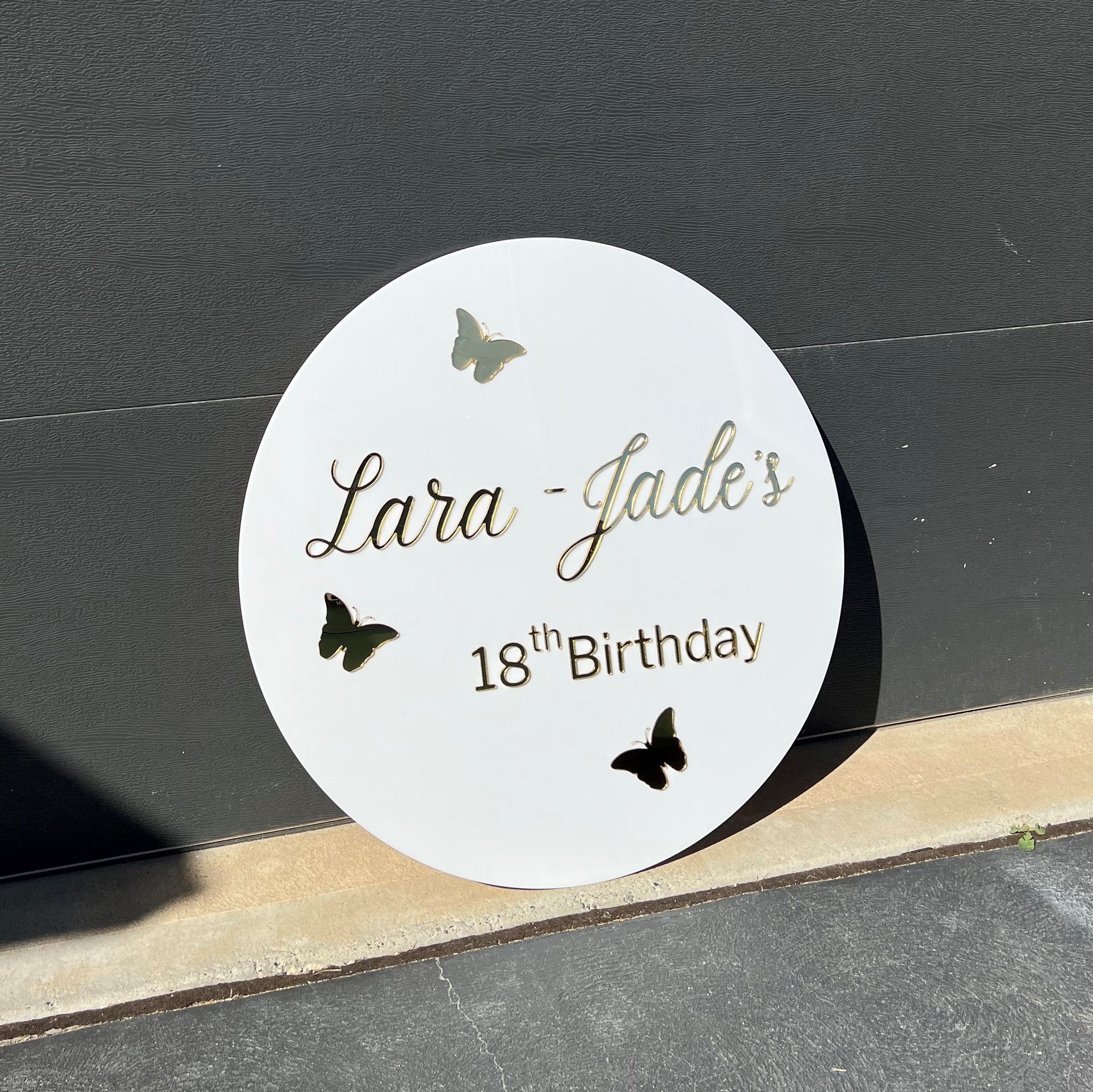 Custom 3D Acrylic Butterfly Birthday Round Sign, Double Layered Personalised Names, Ceremony/ Event/ Engagement/ Bridal Shower/ Birthday Signage on Easel