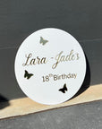 Custom 3D Acrylic Butterfly Birthday Round Sign, Double Layered Personalised Names, Ceremony/ Event/ Engagement/ Bridal Shower/ Birthday Signage on Easel