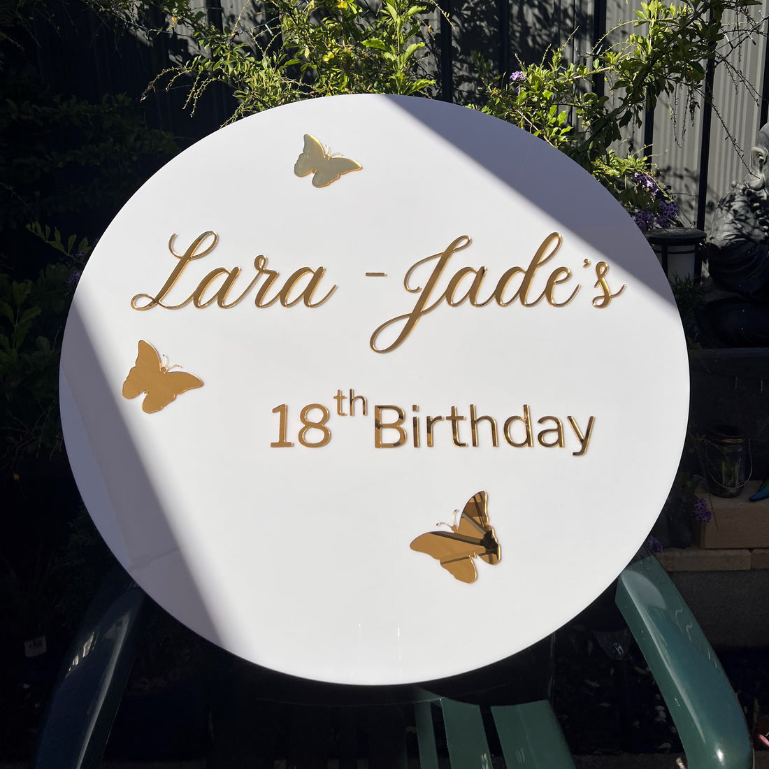 Custom 3D Acrylic Butterfly Birthday Round Sign, Double Layered Personalised Names, Ceremony/ Event/ Engagement/ Bridal Shower/ Birthday Signage on Easel