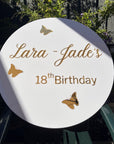 Custom 3D Acrylic Butterfly Birthday Round Sign, Double Layered Personalised Names, Ceremony/ Event/ Engagement/ Bridal Shower/ Birthday Signage on Easel