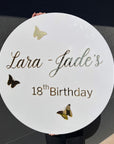 Custom 3D Acrylic Butterfly Birthday Round Sign, Double Layered Personalised Names, Ceremony/ Event/ Engagement/ Bridal Shower/ Birthday Signage on Easel