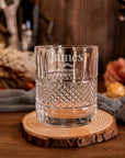 Engraved 340ml Diamond Carving Old Fashion Whiskey - Italian Crystal Glass, Personalised Custom Monogram Tumbler, Housewarming/ Groomsmen Gift