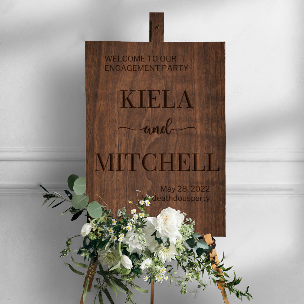 Custom Timber Wedding Welcome Sign, Personalised Rustic/ Vintage/  Boho, Country Hippie style Wooden Names, Ceremony/ Event/ Engagement/ Bridal Shower/ Birthday Signage on Easel