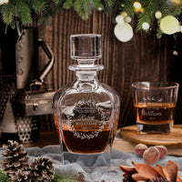 Christmas Engraved Whiskey Decanter Set with 4  Scotch Glasses - Carafe, Personalised Custom Premium Whisky Xmas New Year, Birthday, Bar Gift for Dad/ Him
